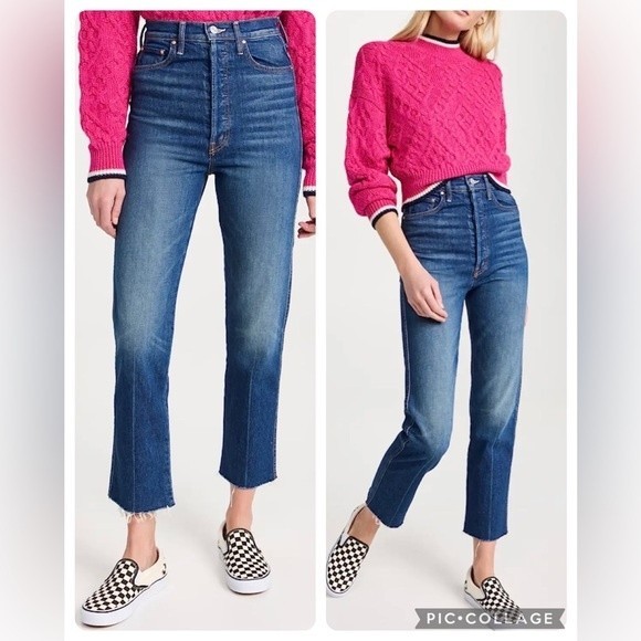 MOTHER Denim - MOTHER Ultra High Waisted Frisky Flood Fray Jeans in Bad Reputation Size 31 NWT